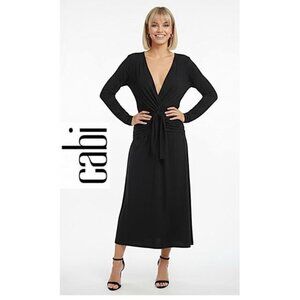 CAbi, Black long sleeve v-neck wrap dress